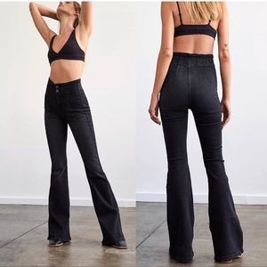 Free people we the free jayde flare onyx  black high rise jeans size 26